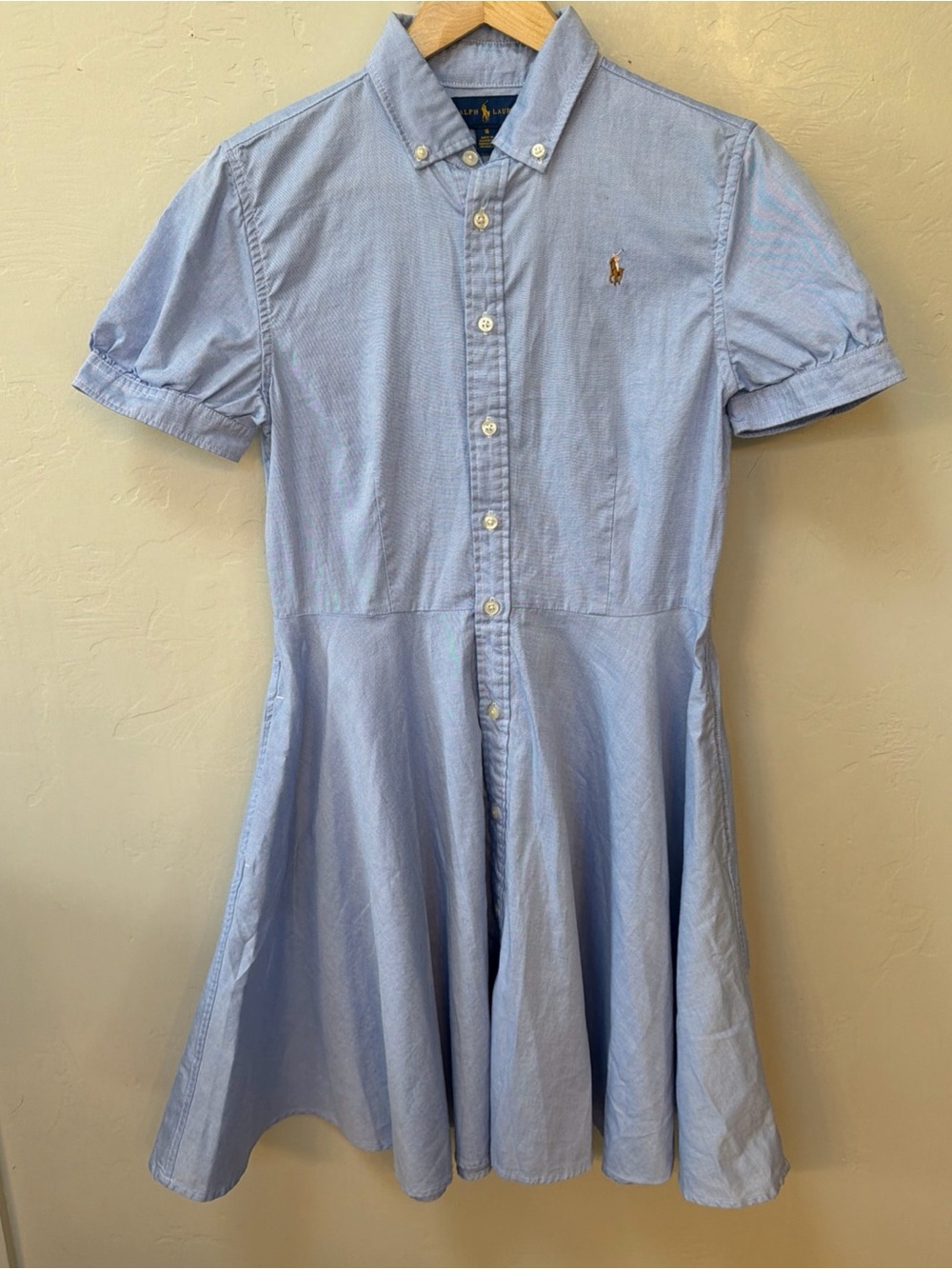 Polo Ralph Lauren Shirt Dress Girls 16 Blue Oxford Preppy Coastal Old Money